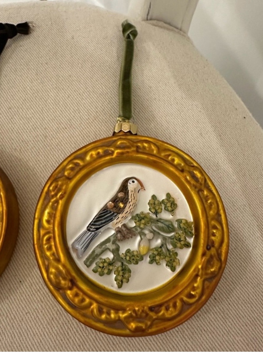 NWT Anthropologie Home Set of Three Gold Bird Christmas Ornaments - Picture 4 of 5
